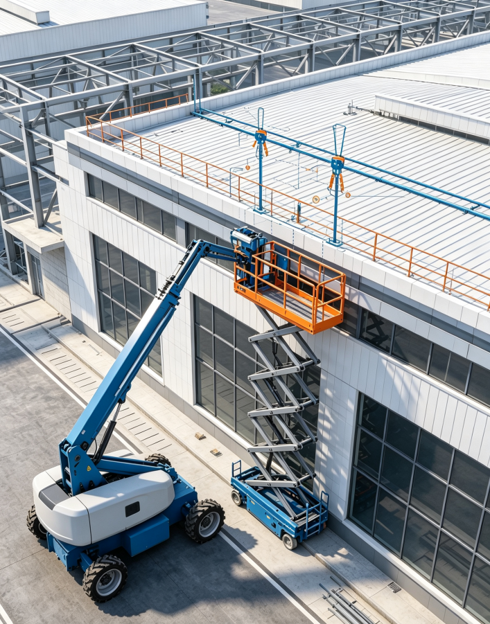Anchor point positioning design for fall protection system (PFPE) for aerial work platforms